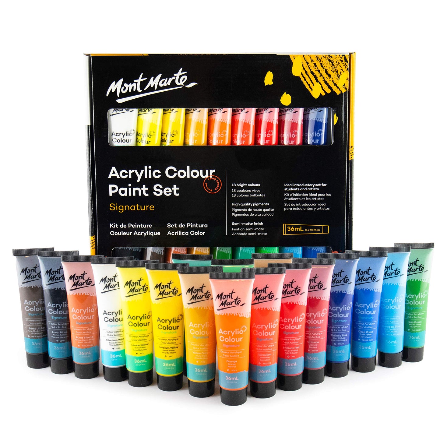 Mont Marte Signature Acrylic Colour Paint 36ml Set Of 18 Pcs