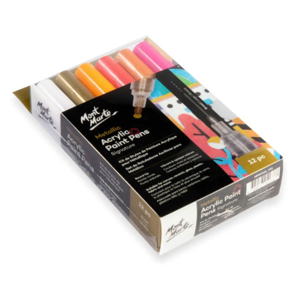 Mont Marte Signature Metallic Acrylic Paint Pen Set of 12