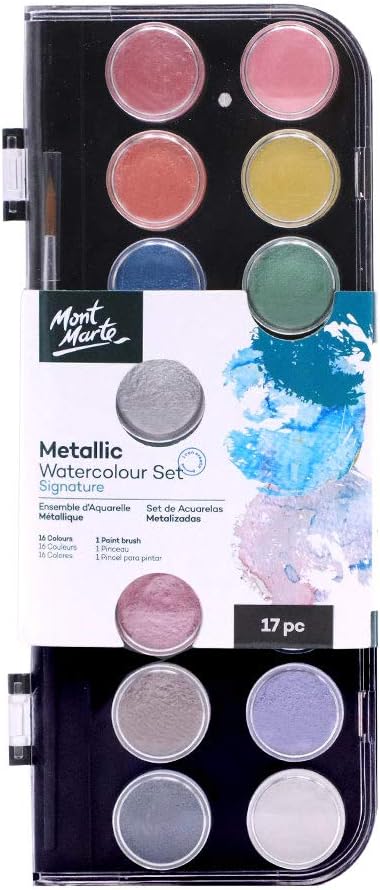 Mont Marte Signature Metallic Watercolor Paint Set 17 Pcs