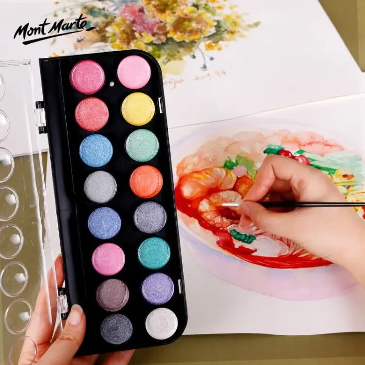 Mont Marte Signature Metallic Watercolor Paint Set 17 Pcs