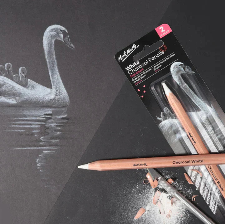 Mont Marte White Charcoal Pencils- 2pcs Set