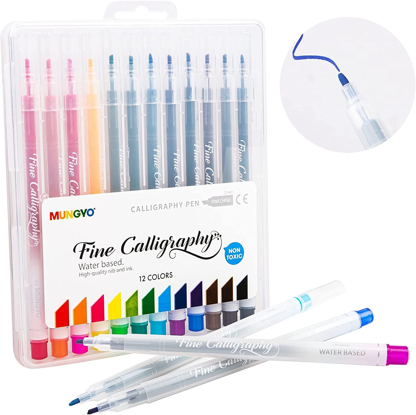 Mungyo Calligraphy Pen Set Of 12 Assorted Colours