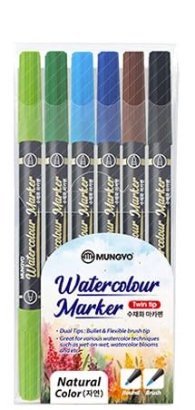 Mungyo Watercolor Twin Tip Pen Set of 6 Natural Colors