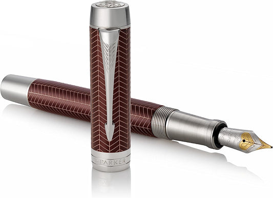 Parker Duofold Centennial Prestige Burgundy Chevron Pt Fountain Pen