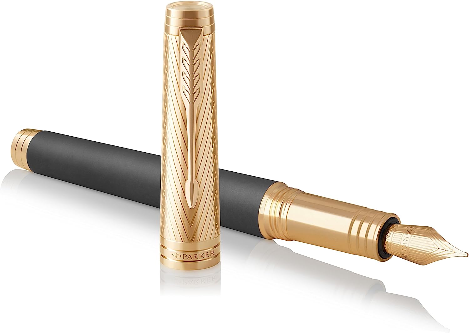 Parker Premier Custom Storm Grey Gold Trim Fountain Pen