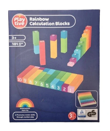 Playtive Wooden Set of Montessori Rainbow Calculation Box 101pcs