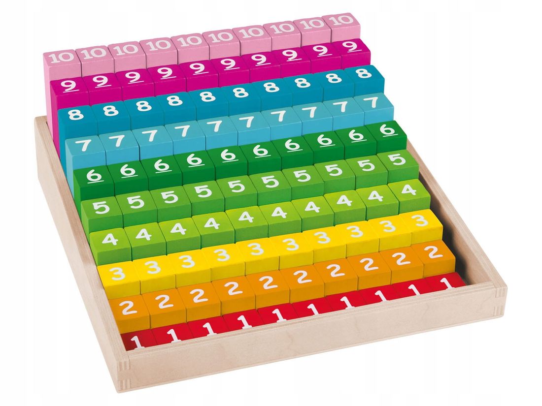 Playtive Wooden Set of Montessori Rainbow Calculation Box 101pcs