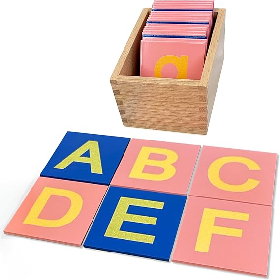 Wooden Montessori Capital Case Sandpaper Letters