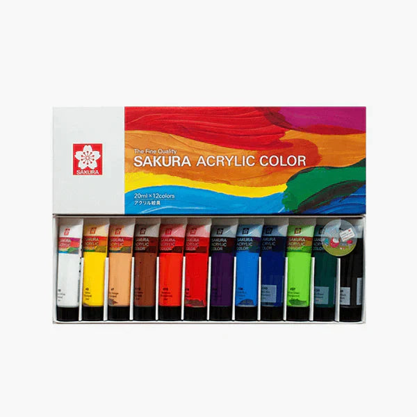 Sakura Acrylic Paint 12 Colors Set 20ml Tube