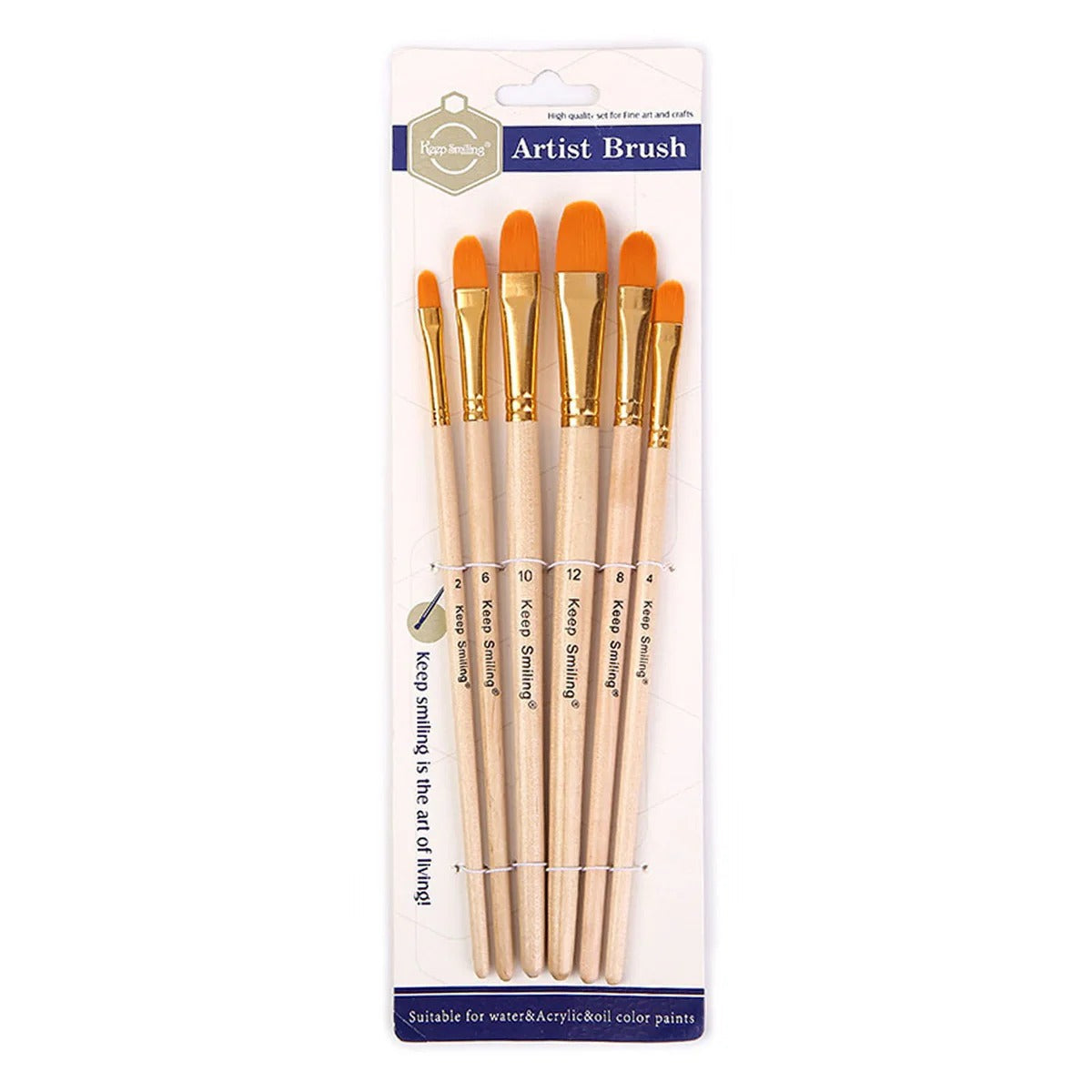 Keep Smiling Artist Brush Pack of 6