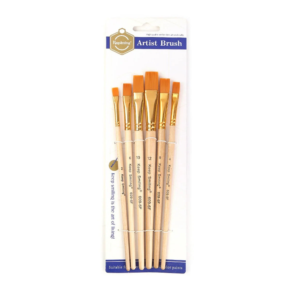 Keep Smiling Artist Brush Pack of 6