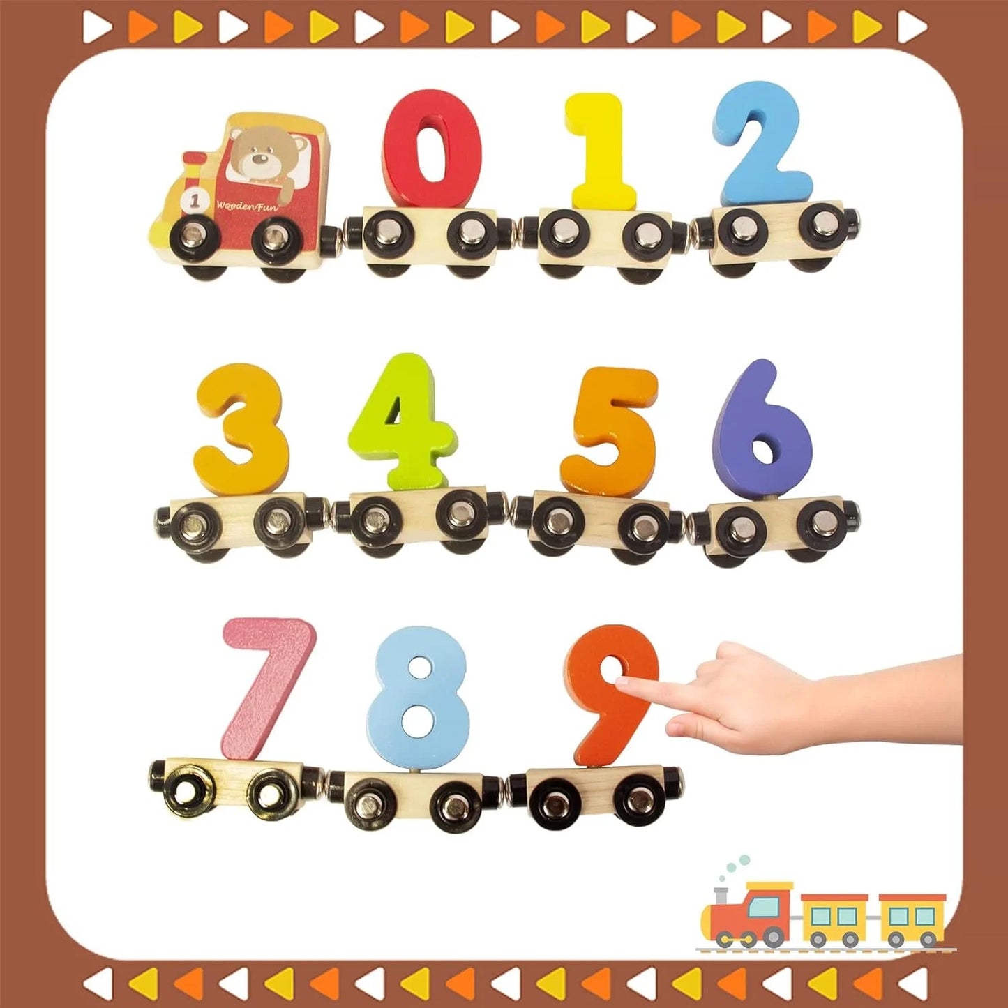 Wooden 123 Numbers Magnetic Educational Toy Cars