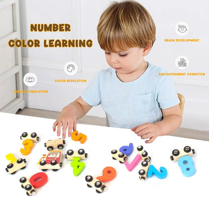 Wooden 123 Numbers Magnetic Educational Toy Cars