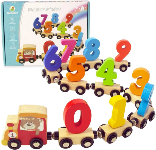 Wooden 123 Numbers Magnetic Educational Toy Cars