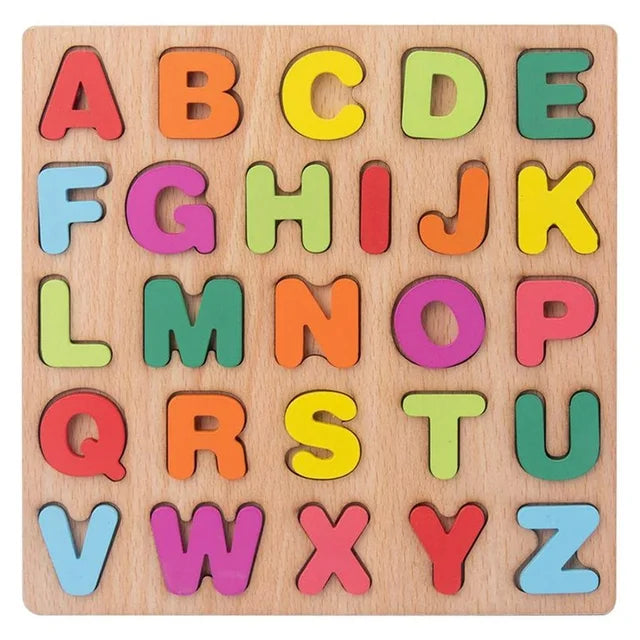 Wooden 3D Alphabet ABC Puzzle Plate