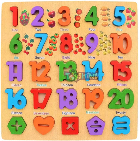 Wooden 3D Educational Board 1234 Number Shape Puzzle