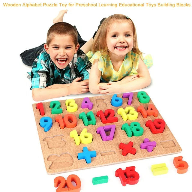 Wooden 3D Numbers 123 Puzzle Plate