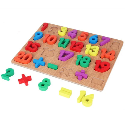 Wooden 3D Numbers 123 Puzzle Plate