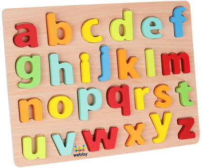 Wooden 3D Small Alphabets abc Puzzle Plate