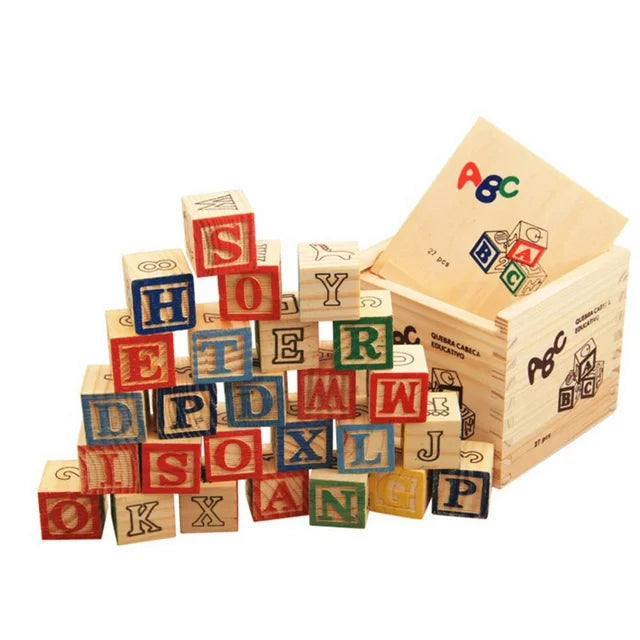 Wooden Alphabet ABC Blocks 27Pcs