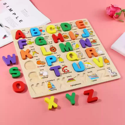 Wooden Capital 3D Alphabet Board Puzzles With Pictures