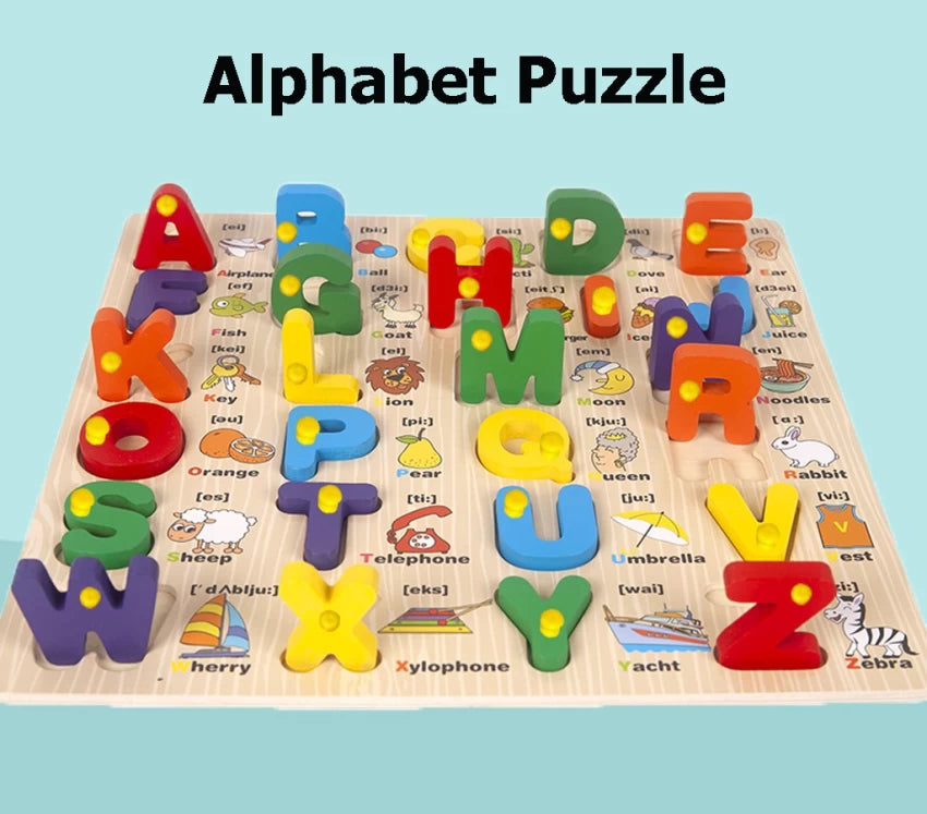 Wooden Capital 3D Alphabet Board Puzzles With Pictures