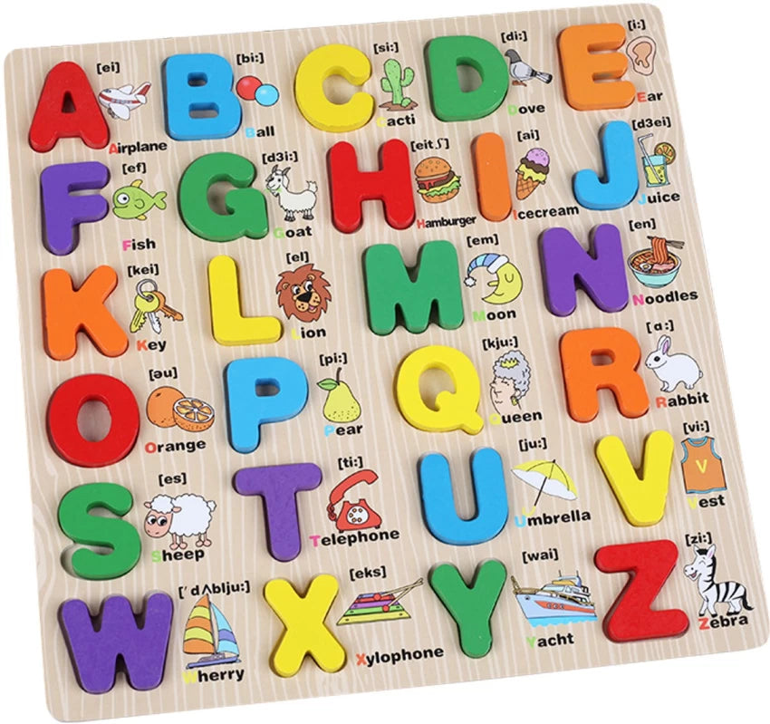 Wooden Capital 3D Alphabet Board Puzzles With Pictures