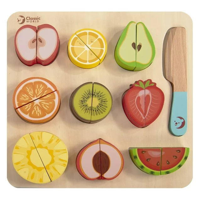 Wooden Fruits Cutting Puzzle Plate