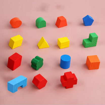 Wooden Educational 15 Hole Geometric Shapes Intelligence Box