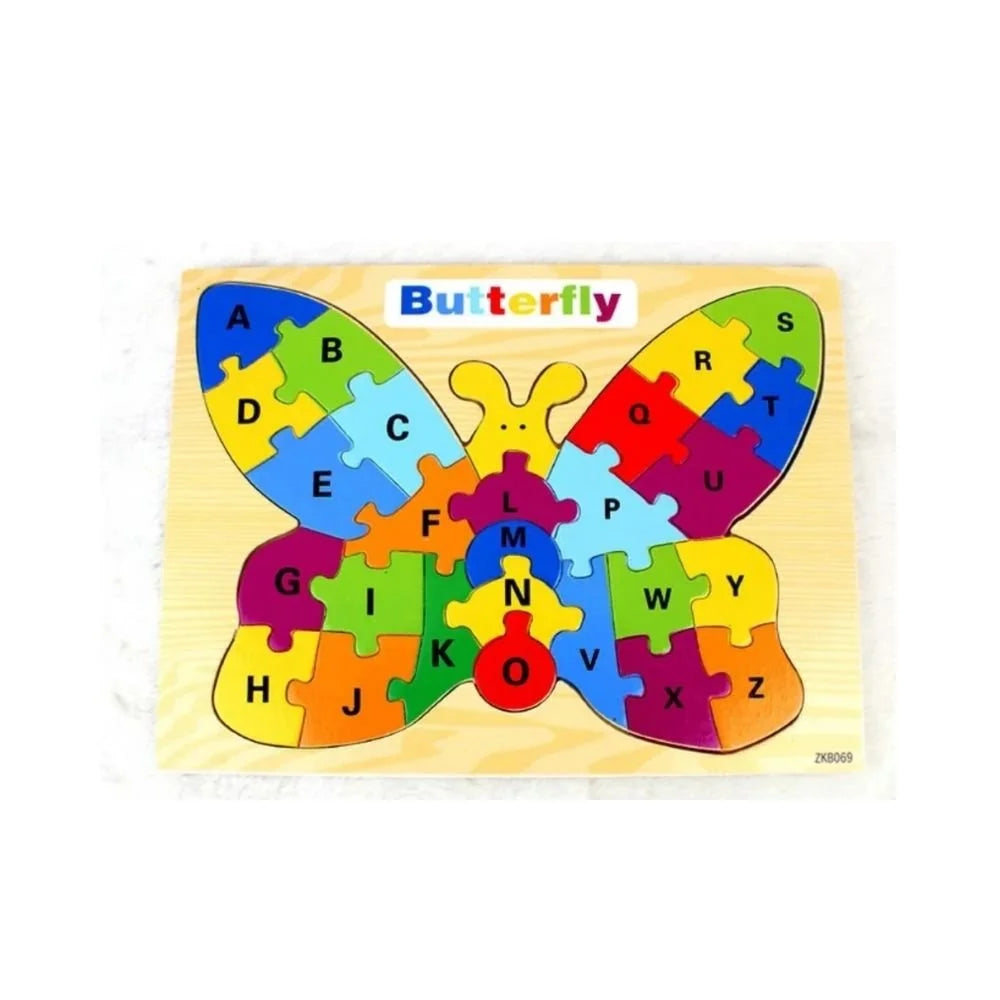 Wooden Educational Alphabet Cartoon Butterfly Puzzle for kids