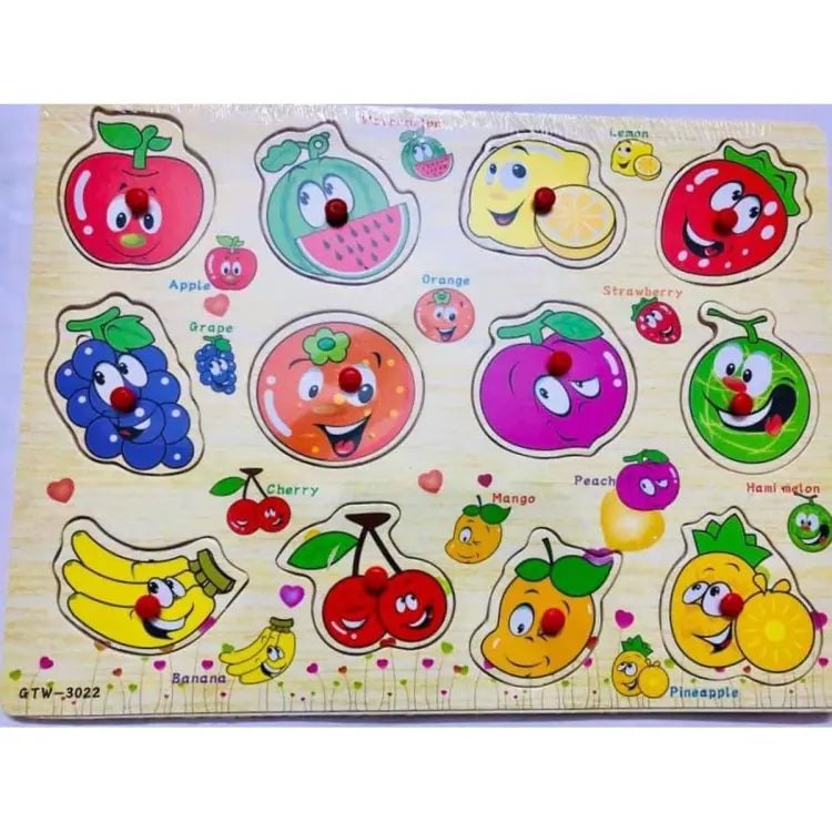 Wooden Educational Early Learning Fruits Shape Puzzle Board