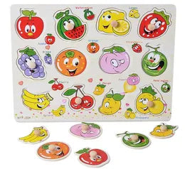 Wooden Educational Early Learning Fruits Shape Puzzle Board