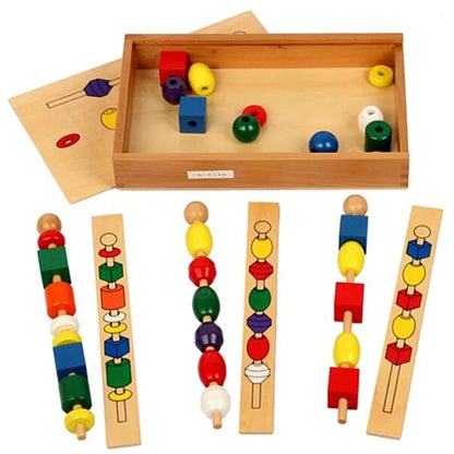 Wooden Educational Games Colorful Shape Beaded Box Toy