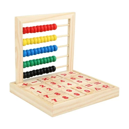 Wooden Frame Abacus Multi Color Beads with Building Blocks