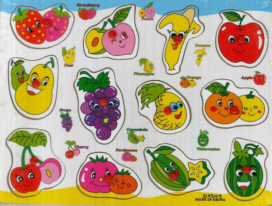 Wooden Fruits Shapes Pegged Puzzle Board