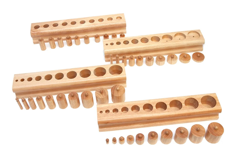 Wooden Montessori Knobbed Cylinder Blocks Set of 4