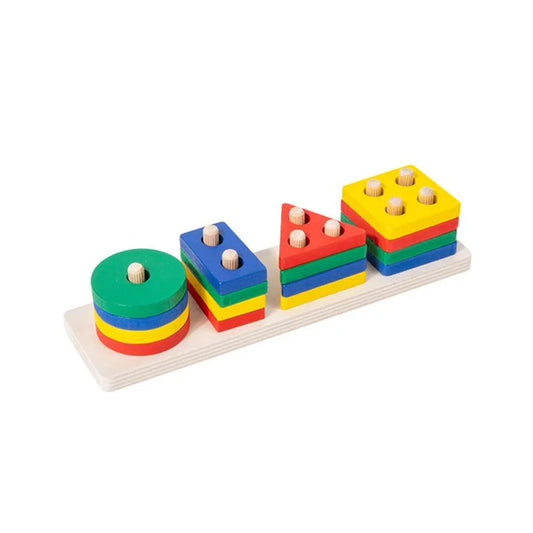 Wooden Geometric Sorting Stacking Matching Puzzle