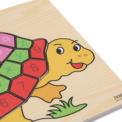 Wooden Educational Alphabet Cartoon Turtle Puzzle for kids