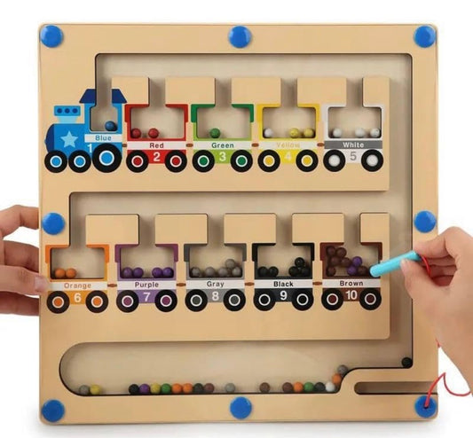 Wooden Magnetic location maze game, Magnet Train Maze