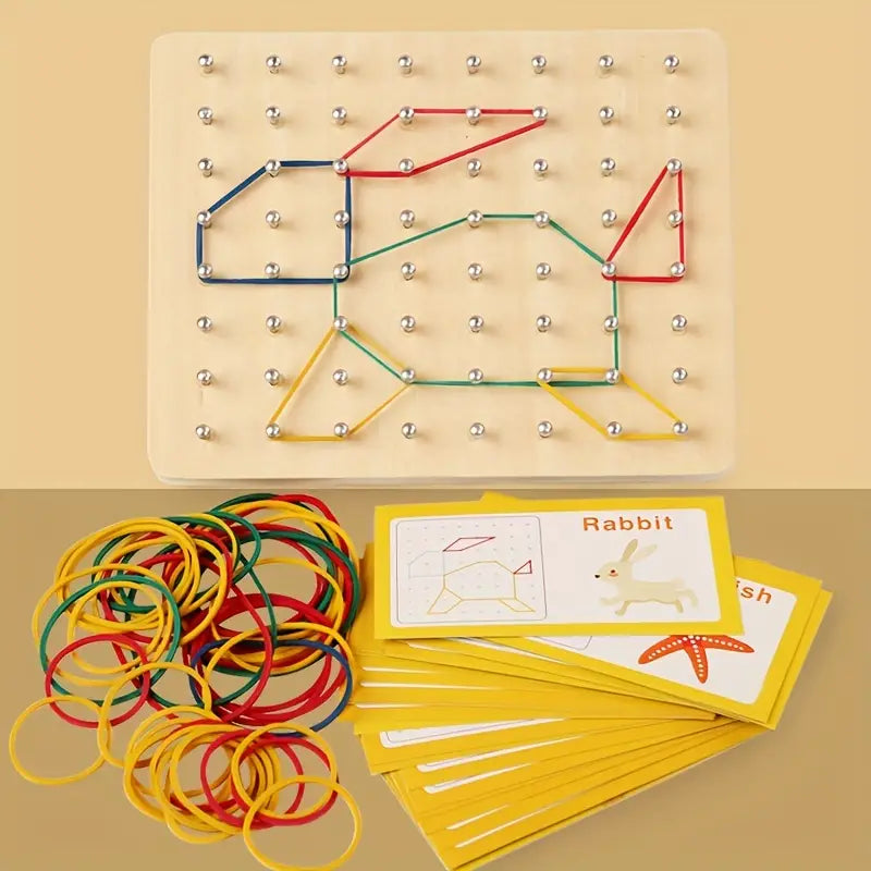 Wooden Montessori Geometry Creative Peg Board