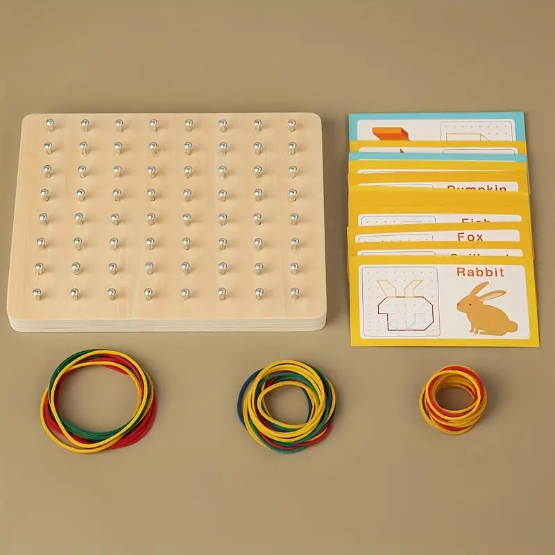 Wooden Montessori Geometry Creative Peg Board