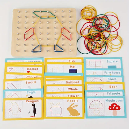 Wooden Montessori Geometry Creative Peg Board