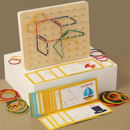 Wooden Montessori Geometry Creative Peg Board