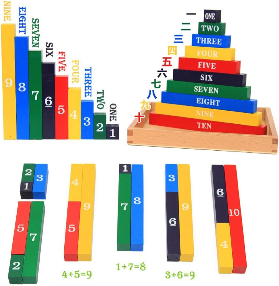 Wooden Montessori Learning Mathematics Number Rods