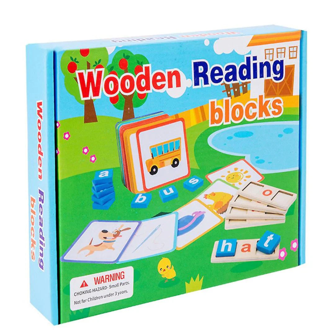 Wooden Reading Blocks Educational Toy for Kids