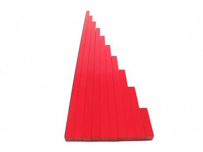 Wooden Montessori Long Red Rods 10pcs