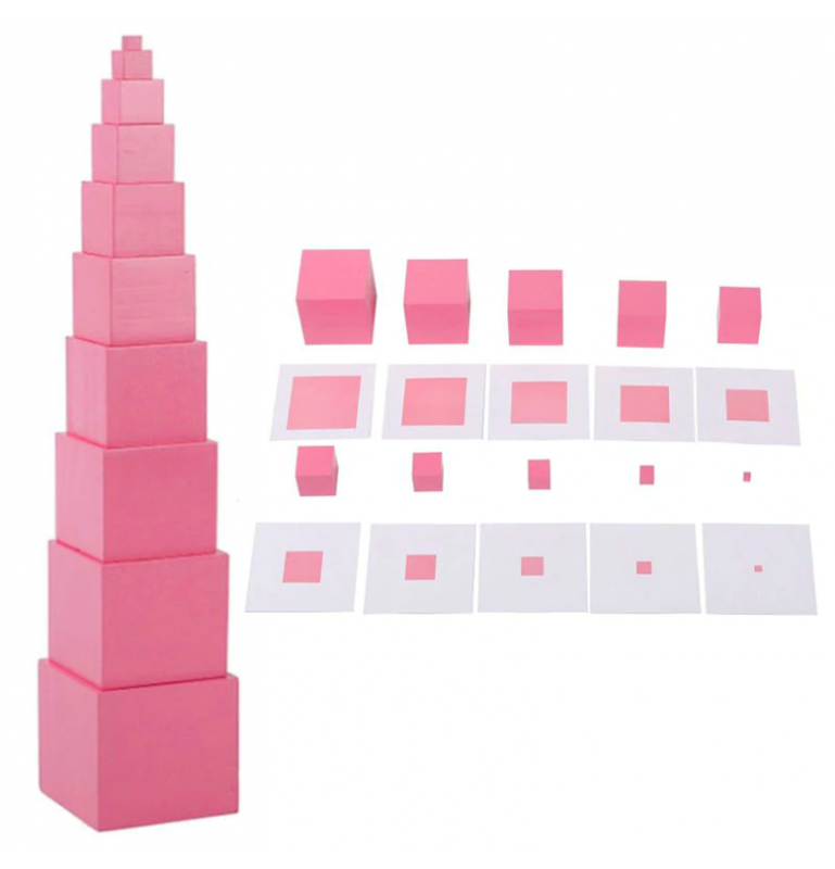 Wooden Montessori Pink Tower Mathematics Activity