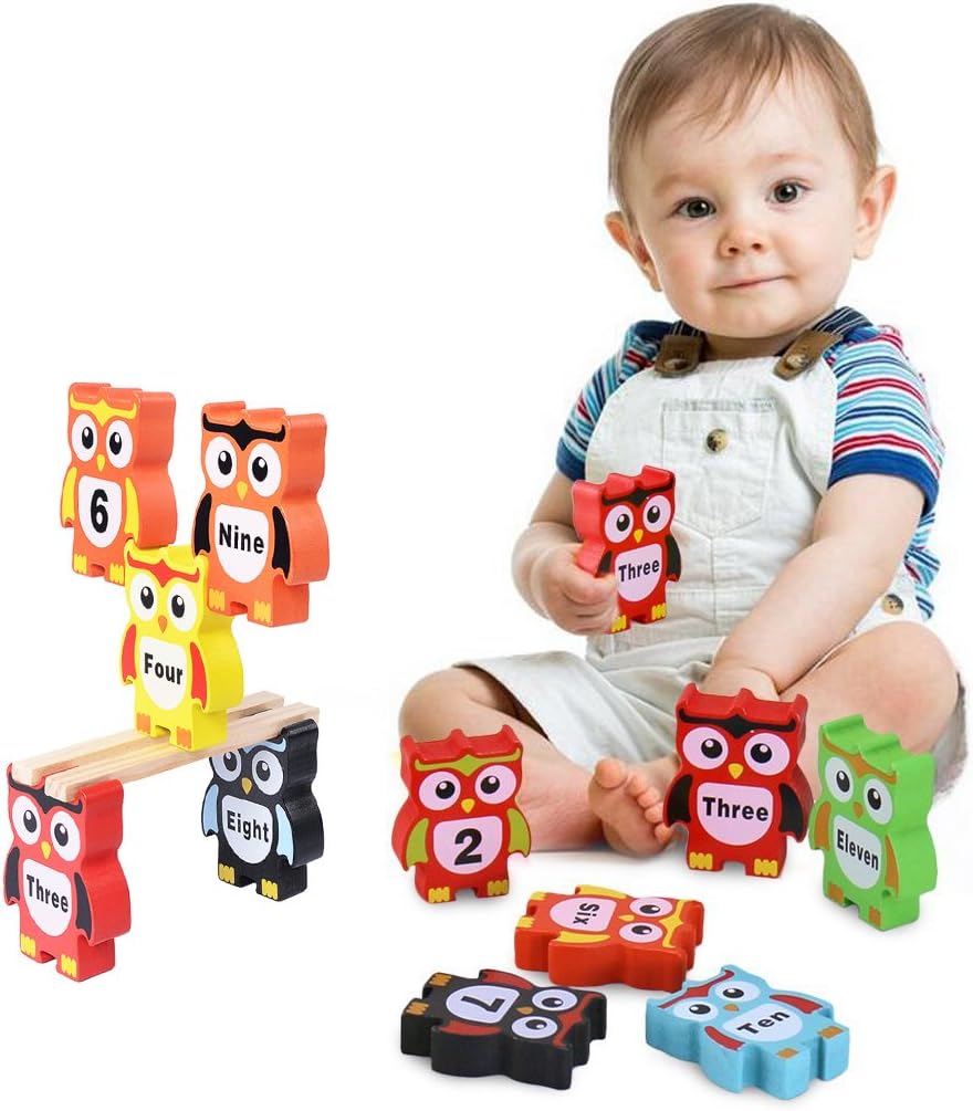 Wooden Owl Stack Happy Balancing Game