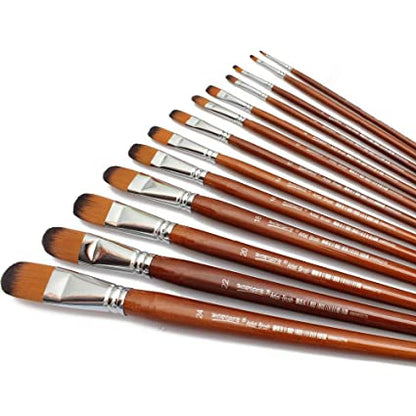 Worison Professional Synthetic Filbert Tip Paint Brushes Pack of 13