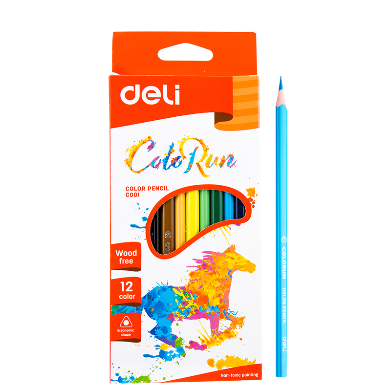 Deli Woodless Plastic Color Pencil 12Pcs EC00100